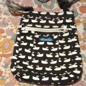 KAVU Black and White Swan Pattern Bag